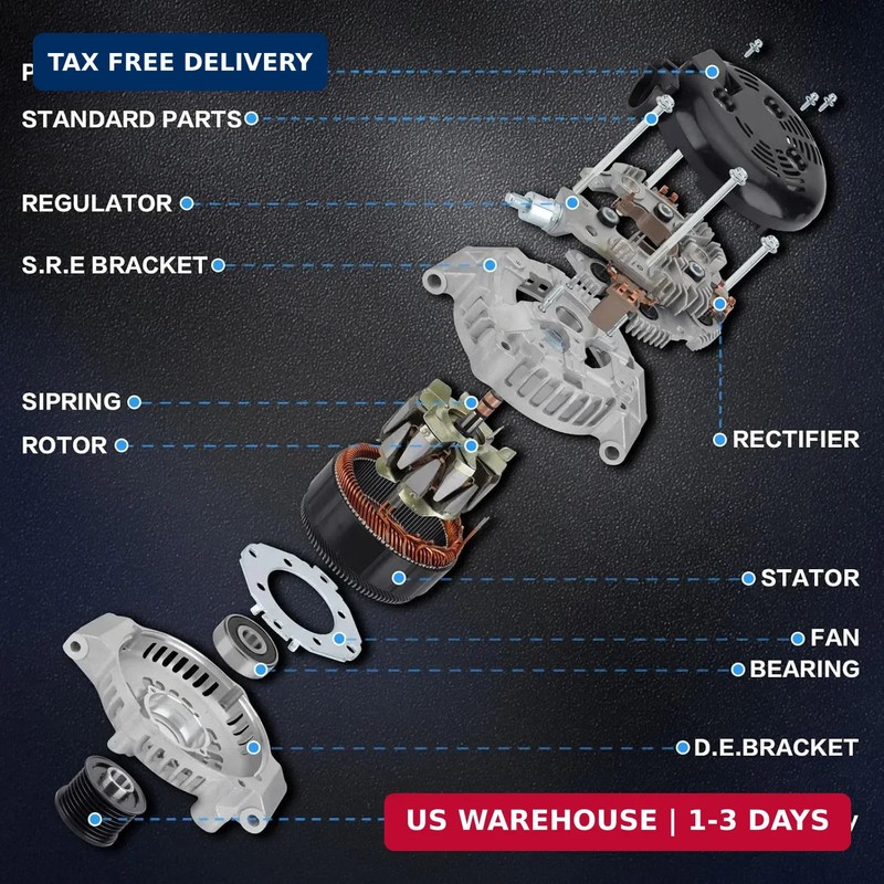 11573N Alternator Compatible with 2011 2012 2013 Honda Odyssey V6 3.5L, 2012 201 gallery