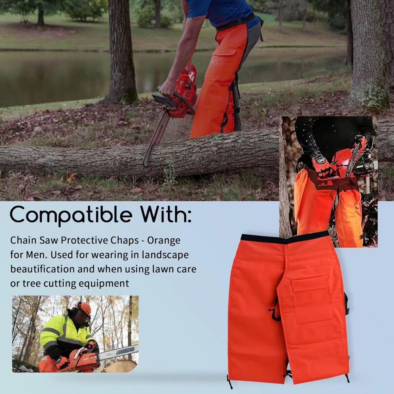 0000-886-3905 Chain Saw Protective Chaps-Orange Fits Men Waist 22-39" Adjustable gallery