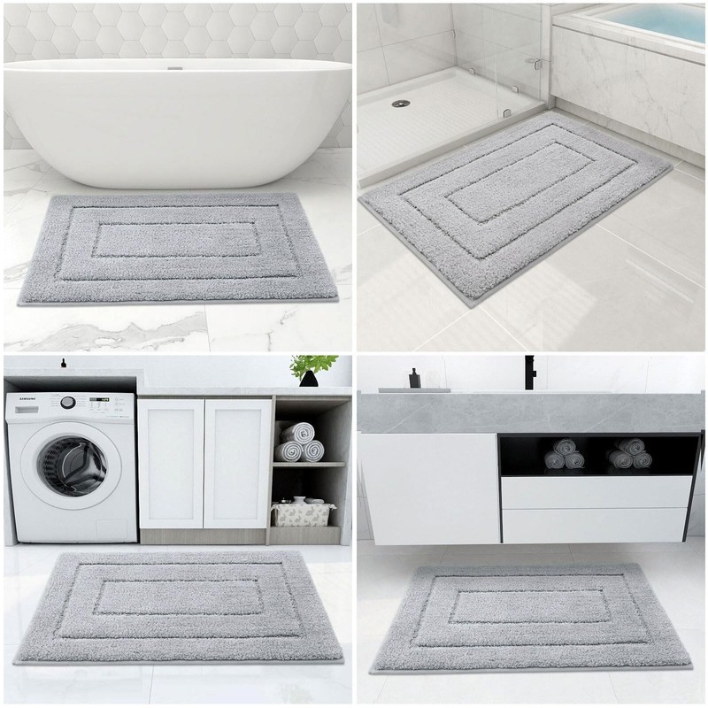 Buganda Microfiber Bathroom Rugs, Bath Rug Size 24 x 16 and 47 x 24in Grey, 2... gallery