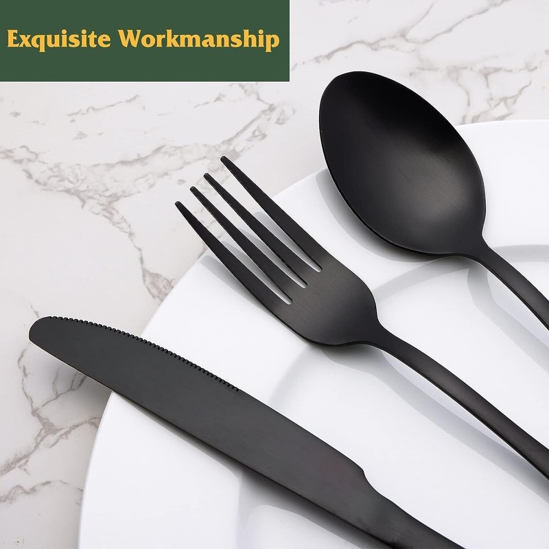 48-Piece Black Silverware Set for 8, Stainless Steel Cutlery Utensils Kitchen gallery