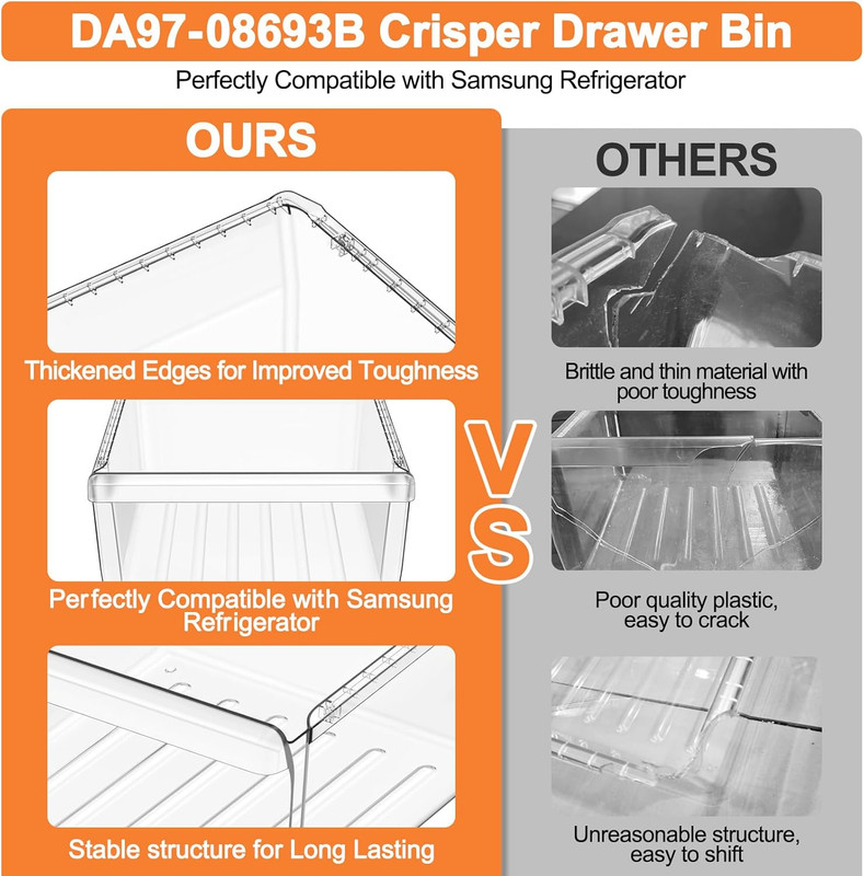 Samsung Refrigerator Crisper Drawer Replacement - DA97-08693B Compatible Bin gallery