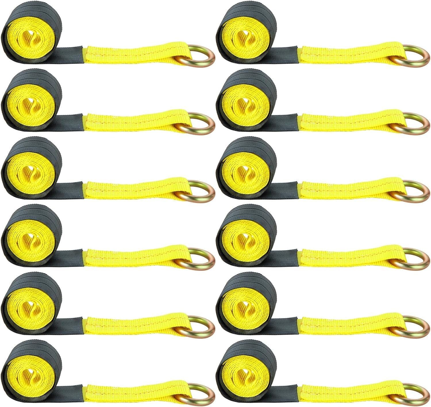 12-Pack 2" x 8' Lasso Wheel Lift Straps with D-Ring, 11,000 lbs Capacity gallery