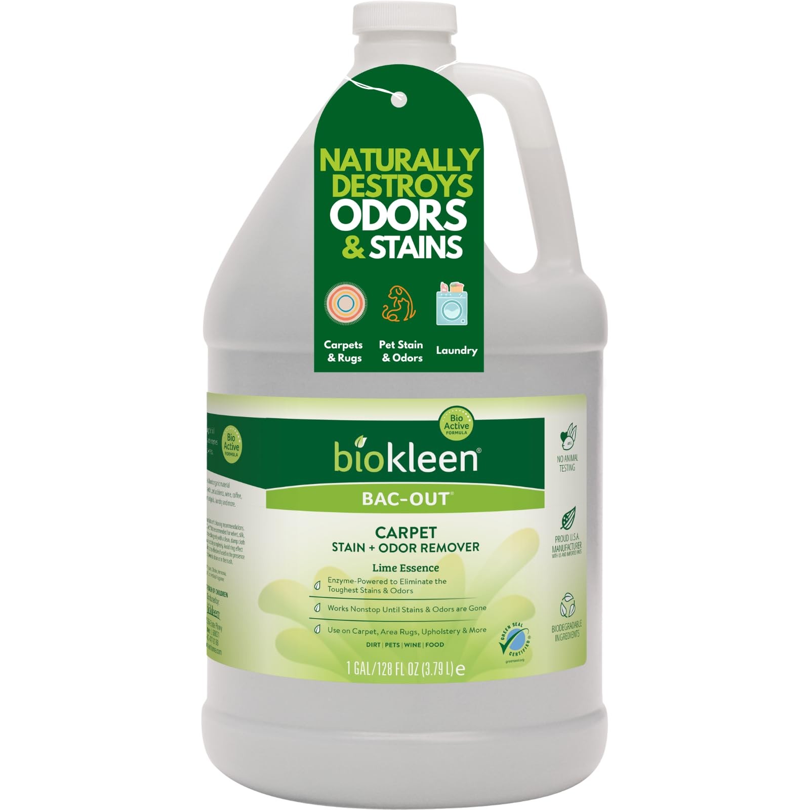Bac-Out Stain Remover for Clothes & Carpet - 128 Ounce - Enzyme, Destroys Sta... gallery