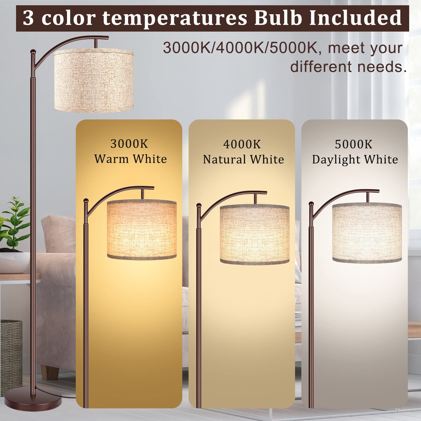 Floor Lamp for Living Room, LED Standing Lamp Tall Industrial Floor Lamp Read... gallery
