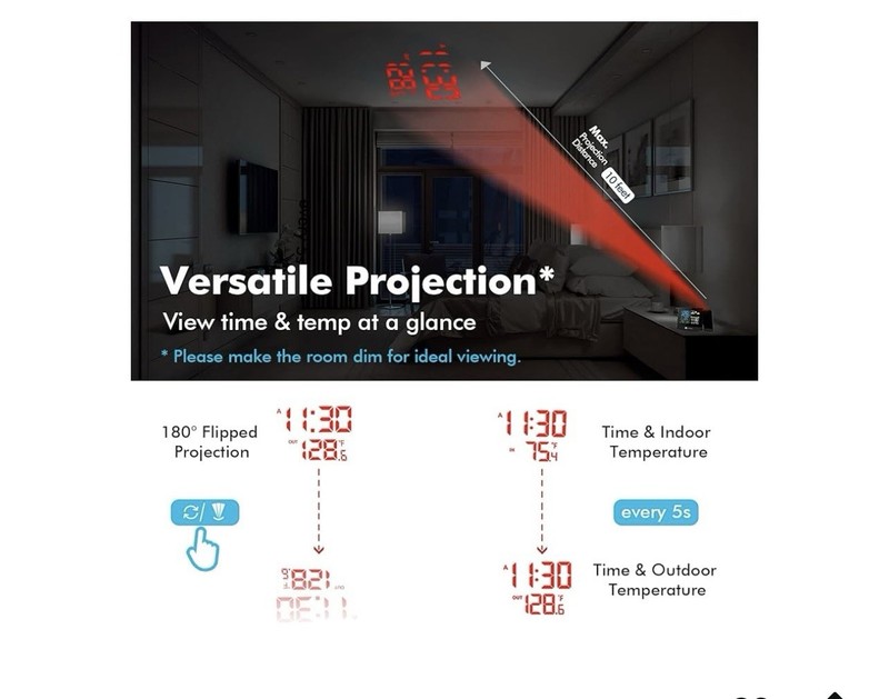 Dr. Prepare Projection Alarm Clock for Bedrooms with Indoor &Outdoor Temperature gallery