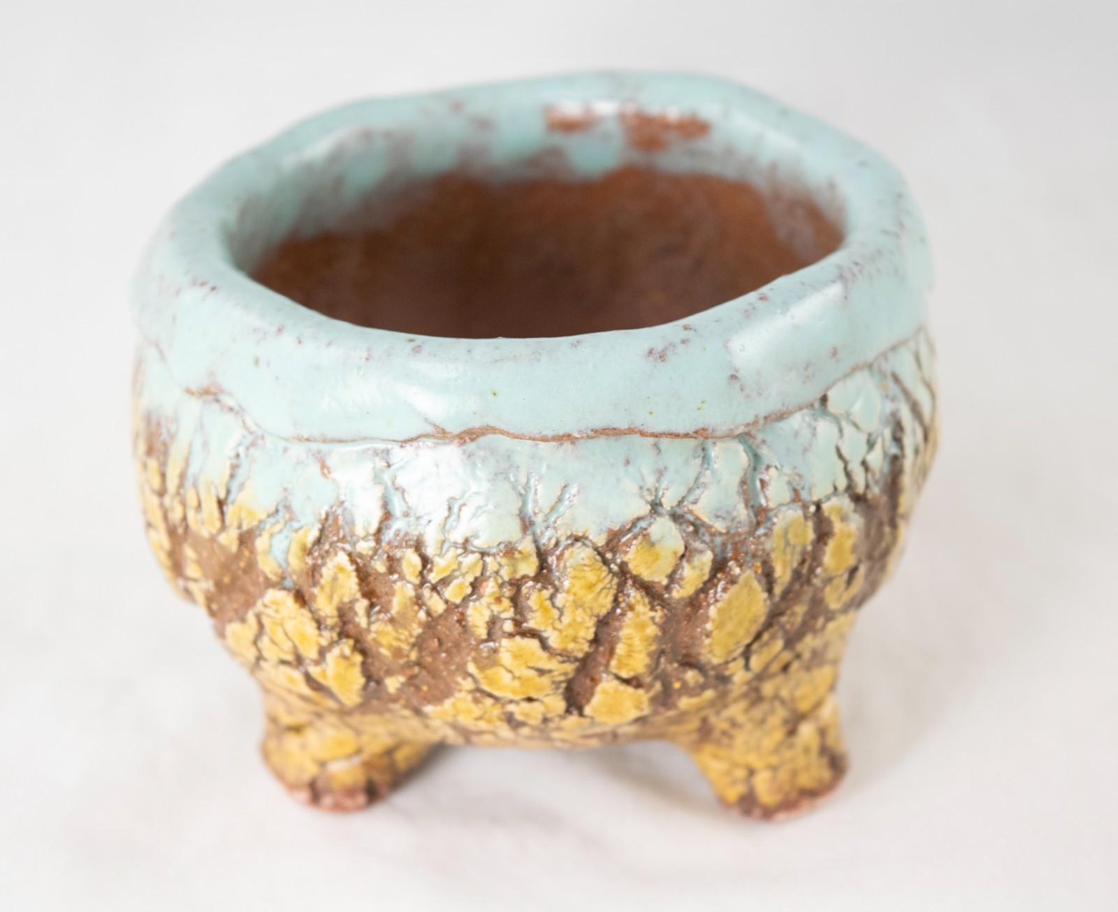 Round Handmade Bonsai Pot, Cactus & Succulent Planter - 4.5"x 4.5"x 3.5" + Mesh gallery