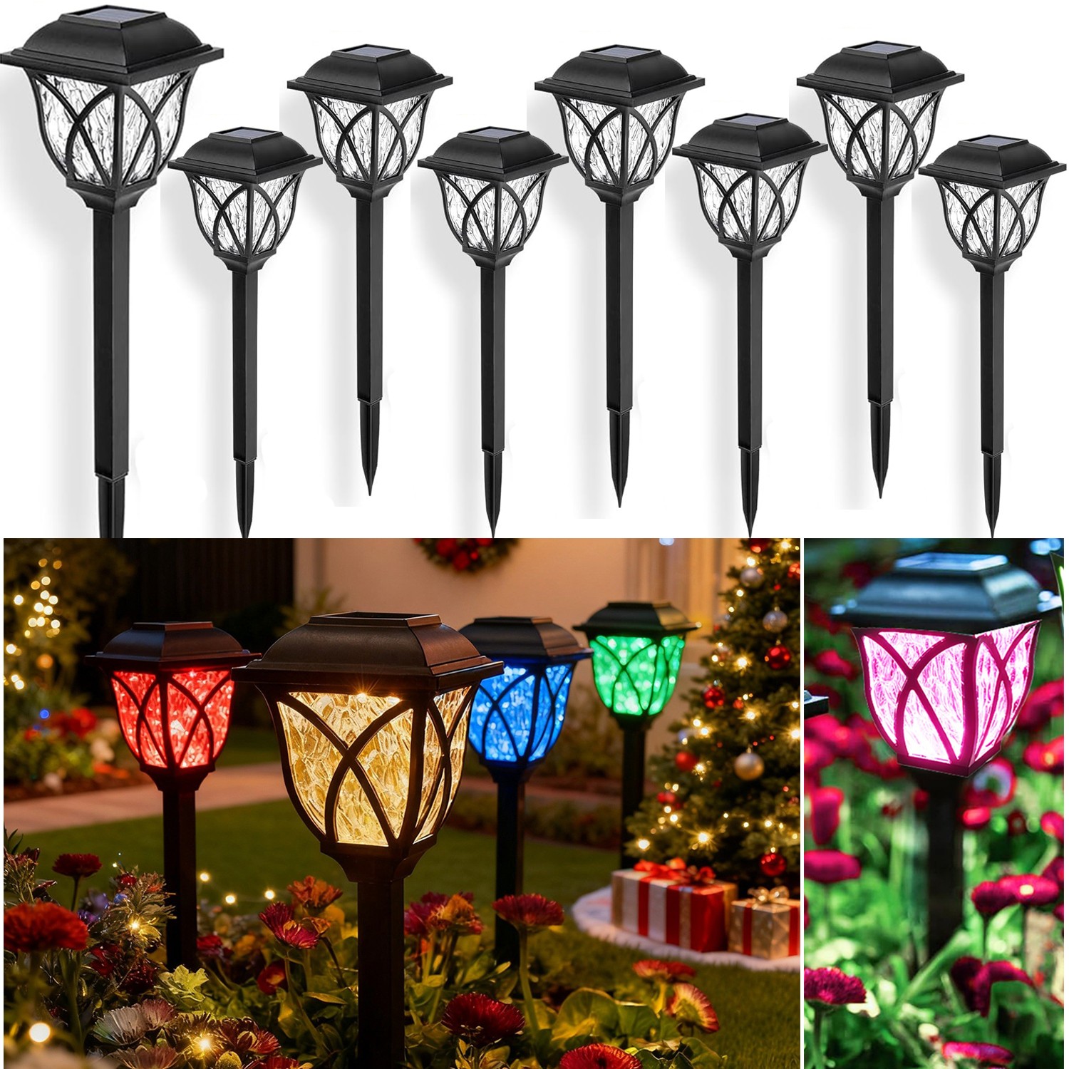 8Pack LED Solar Pathway Stake Lights Outdoor Garden Walkway Lawn Landscape Lamp gallery