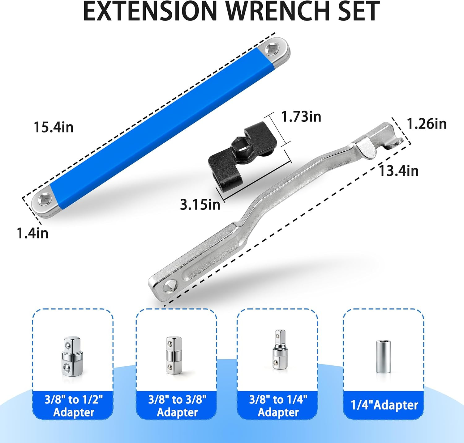 Offset Extension Wrench, Durable Chain Drive Wrench Set with High Hardness and U gallery