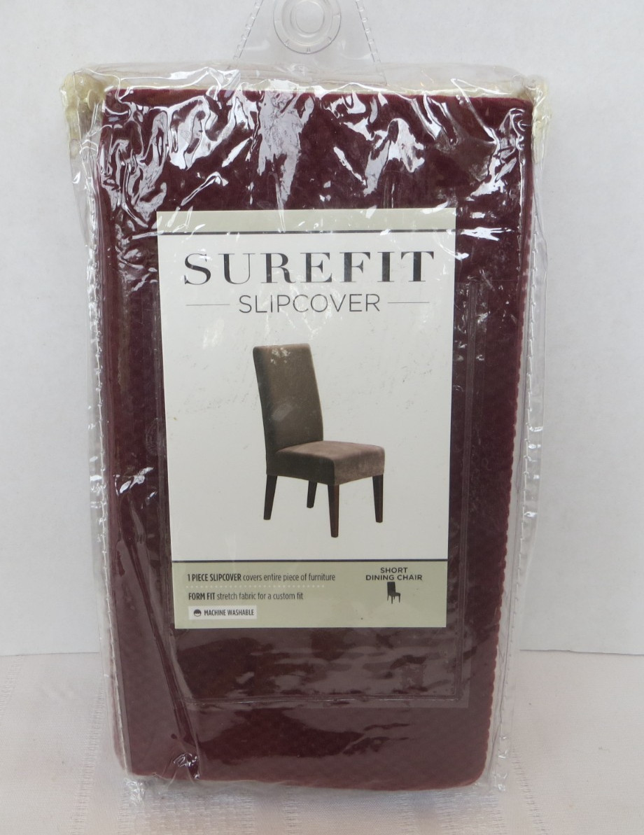 SUREFIT SLIPCOVER for Short Dining Chair Stretch Pique Shorty GARNET Brand New gallery