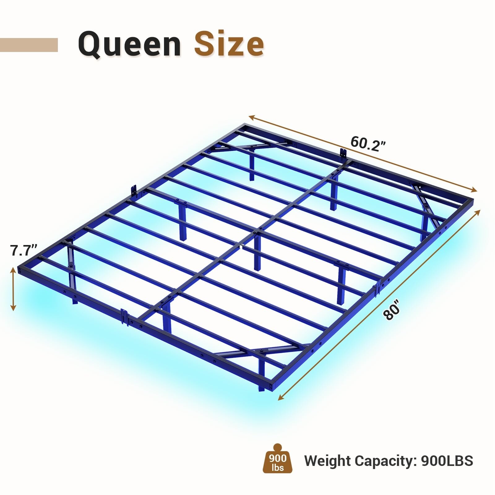 Floating Bed Frame Queen Size with LED Lights, Metal Platform Bed Frame, Black gallery