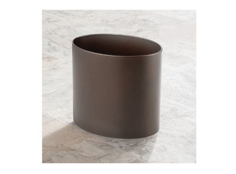 mDesign Stainless Steel Metal Oval Trash Can 2.09 Gallon Wastebasket Bronze NIB gallery
