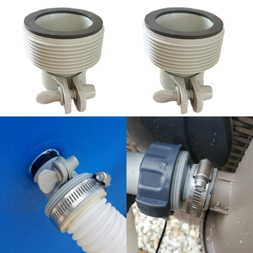 Hose Adapter B & Shut Off Valve with Gaskets & Nuts for Above Ground Pool(2Pack) gallery