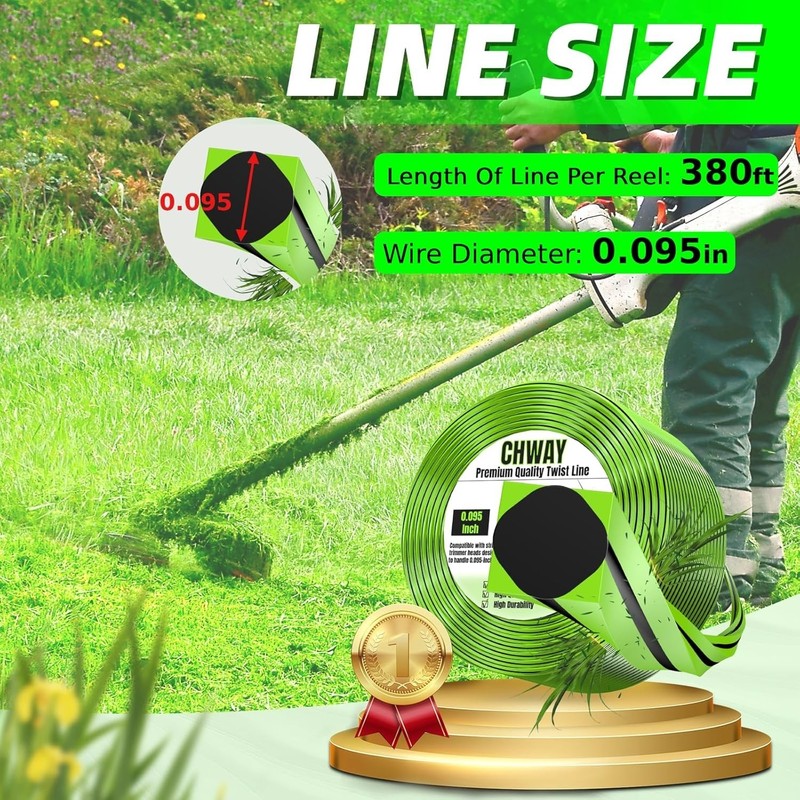 0.095'' Weed Eater String, Square-Twist Heavy Duty 095 Trimmer Line, 175ft, F... gallery