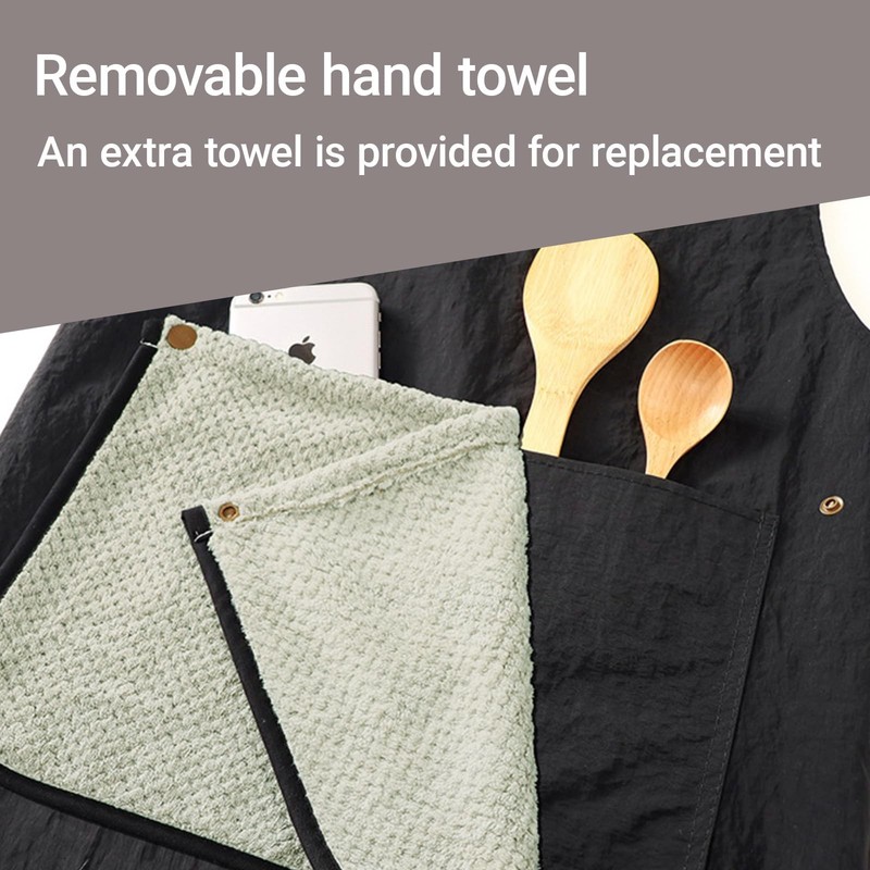 Waterproof Kitchen Apron with 2 Removable Towel Pockets – No-Tie Cross Back C... gallery