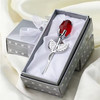 Crystal Glass Red Rose Silver Stem 3.5" Artificial Flower Valentines Day Wedding gallery