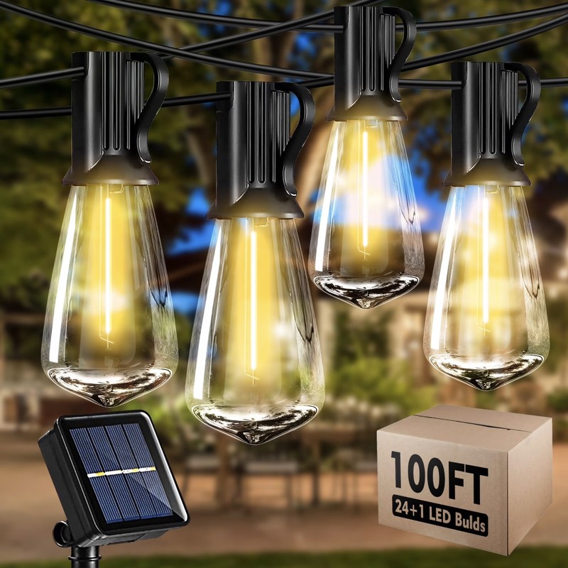 200FT Solar String Lights ST38 LED Outdoor Waterproof Patio Garden Bulb Lights gallery