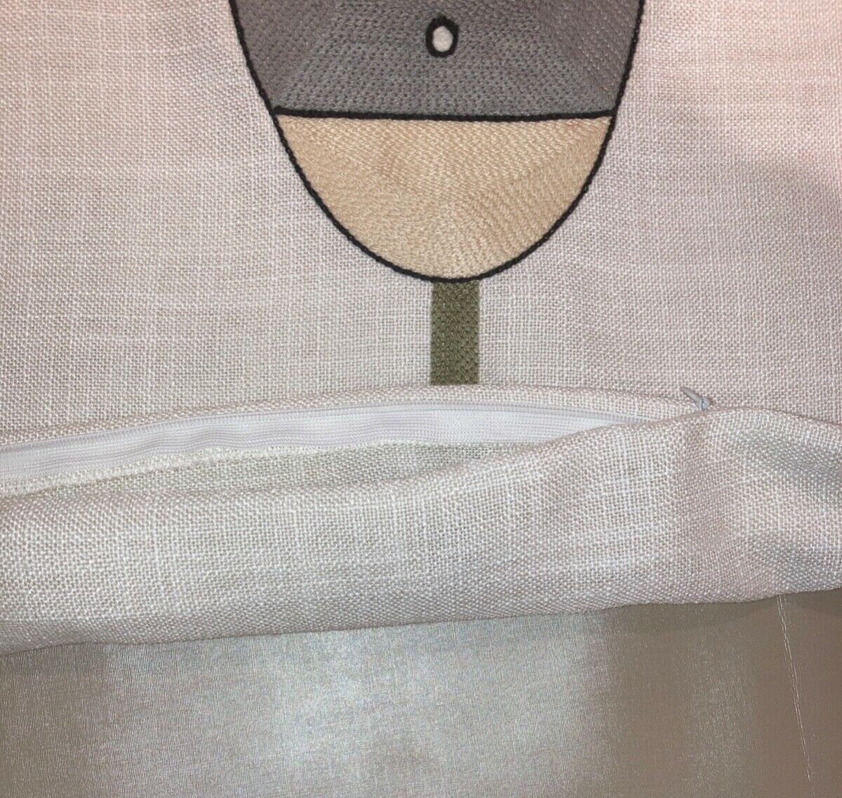 Bird & house embroidered  accent pillow case on textured linen like. 18”L x 18”W gallery