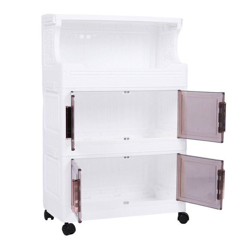 3/4 Tier Stackable Plastic Storage Bins with Doors and Wheels Foldable Container gallery