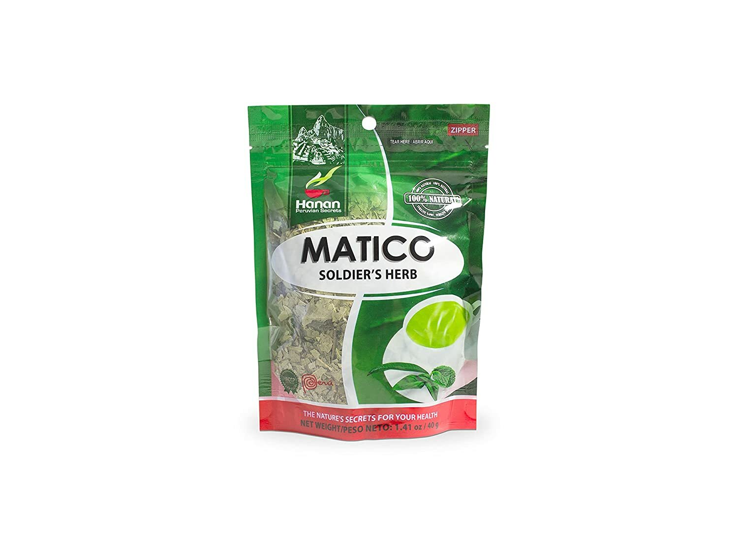 Hanan Peruvian Secrets Matico|100% Natural Soldier's Herb|1.41oz / 40g|Aids with gallery
