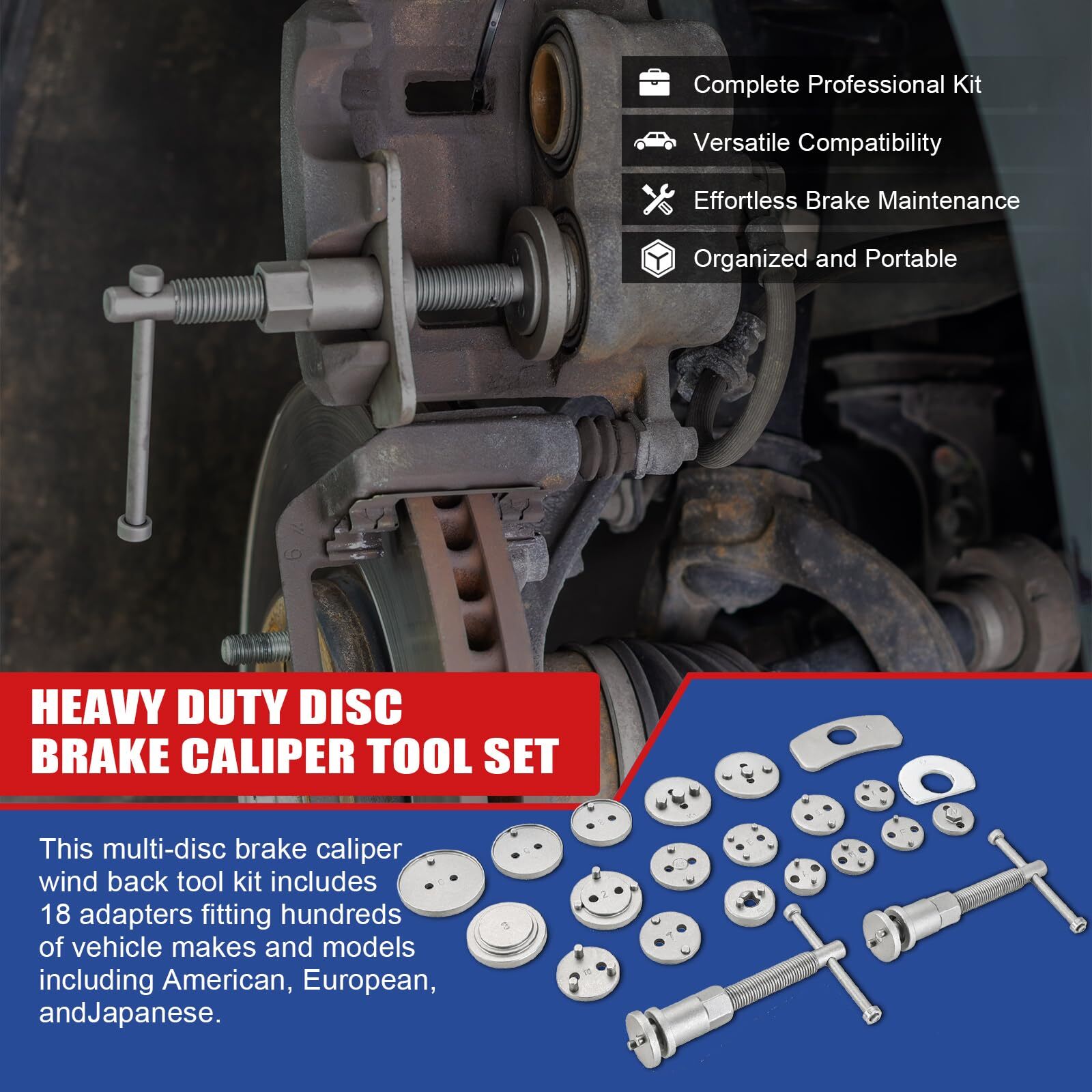 24pcs Brake Caliper Tool, Heavy Duty Disc Brake Caliper Tool Set, Wind Back Kit gallery