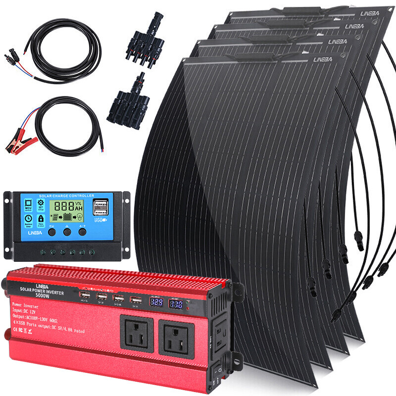 400W Flexible Solar Panel Kit & 5000W Watt Inverter RV Camping Off-Grid Rooftop gallery