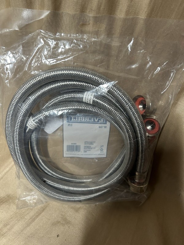 2 pack ; 48" UNIVERSAL Washing Machine Line by Everbilt 90 degree end 4 ft gallery