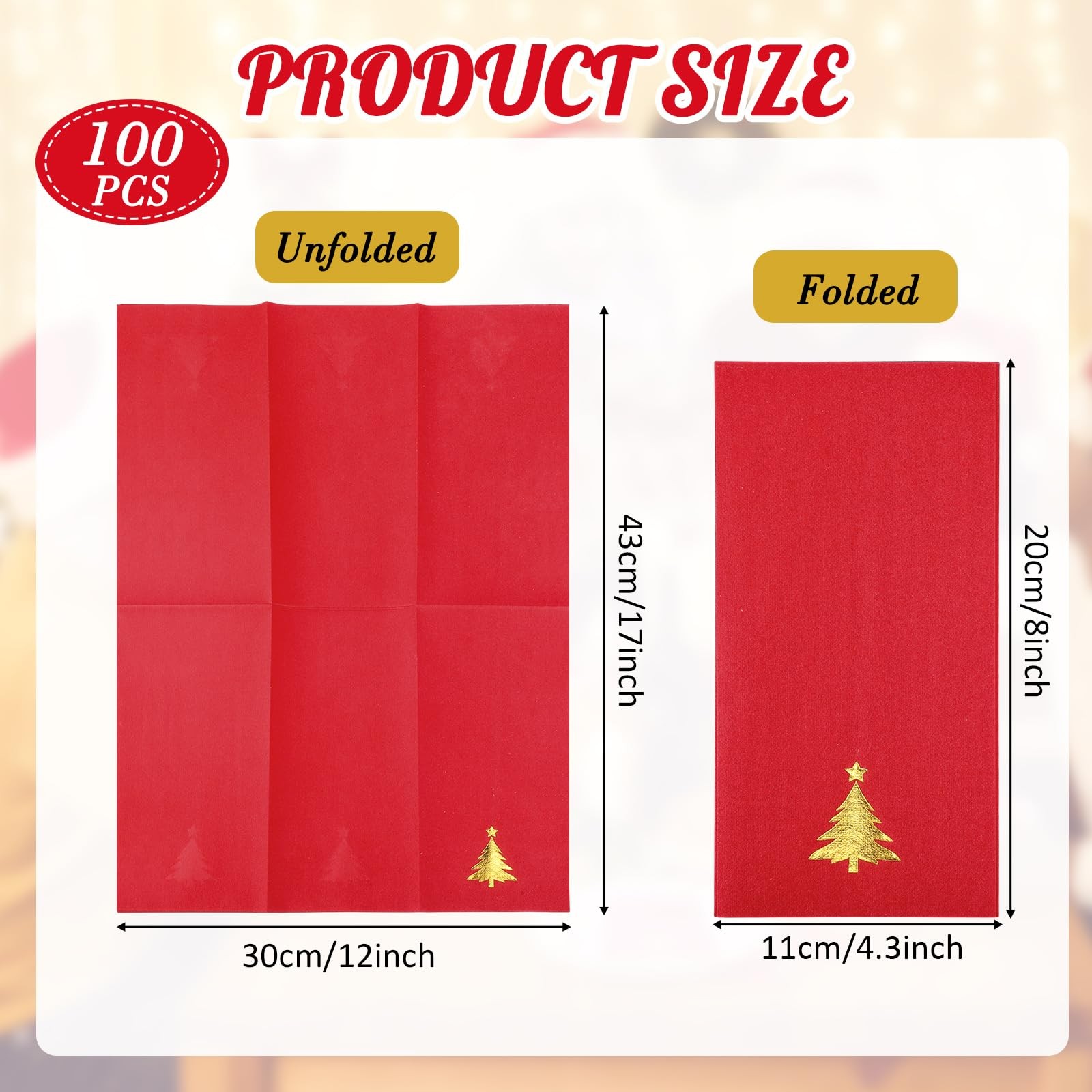 100 Pcs Christmas Disposable Hand Towels Foil Stamped Guest Towels Napkins Xm... gallery