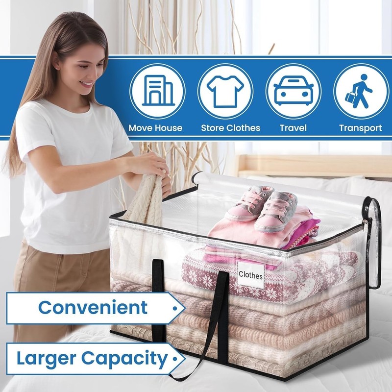 Extra-Large 6 Pack Clear Moving Bags with Reinforced Handles - 60 Lbs Capacity gallery