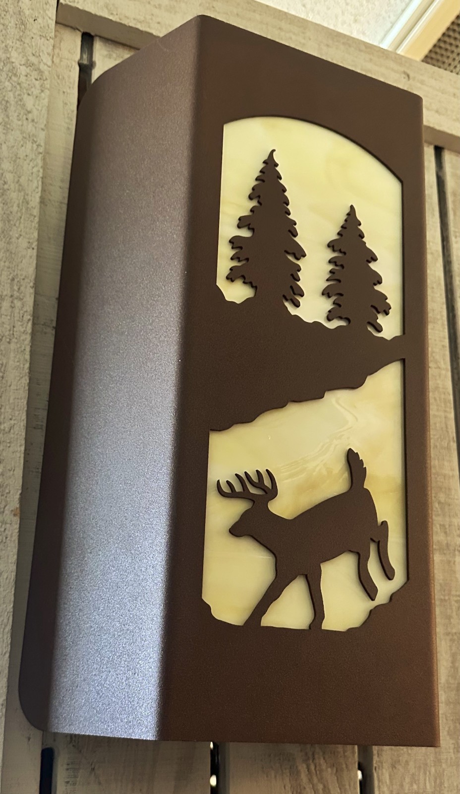 Vision Metalworks 102W Deer & Trees Wall Sconce Rust Brown Made In USA gallery
