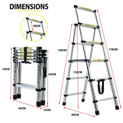 A-frame Folding Telescopic Ladder Multi Steps Multi-Purpose Aluminum Roof Climb
