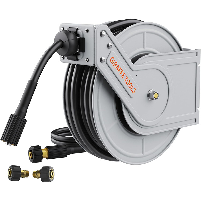 Giraffe Tools Retractable Pressure Washer Hose Reel, 60ft x 1/4" Power, 4000PSI