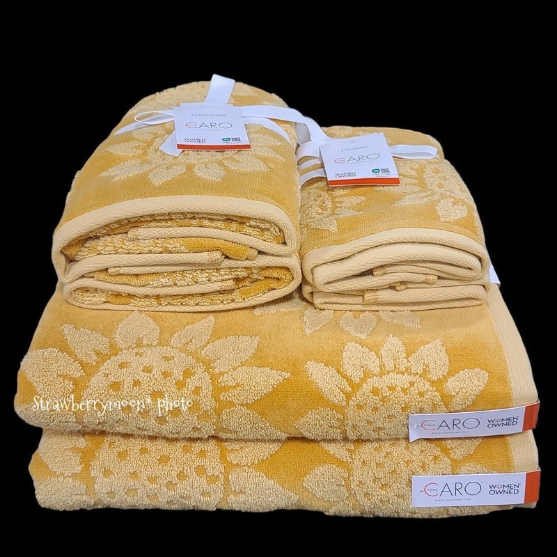 6pc Summer Fall SUNFLOWER BATH HAND TIP TOWEL SET Caro Home NEW gallery