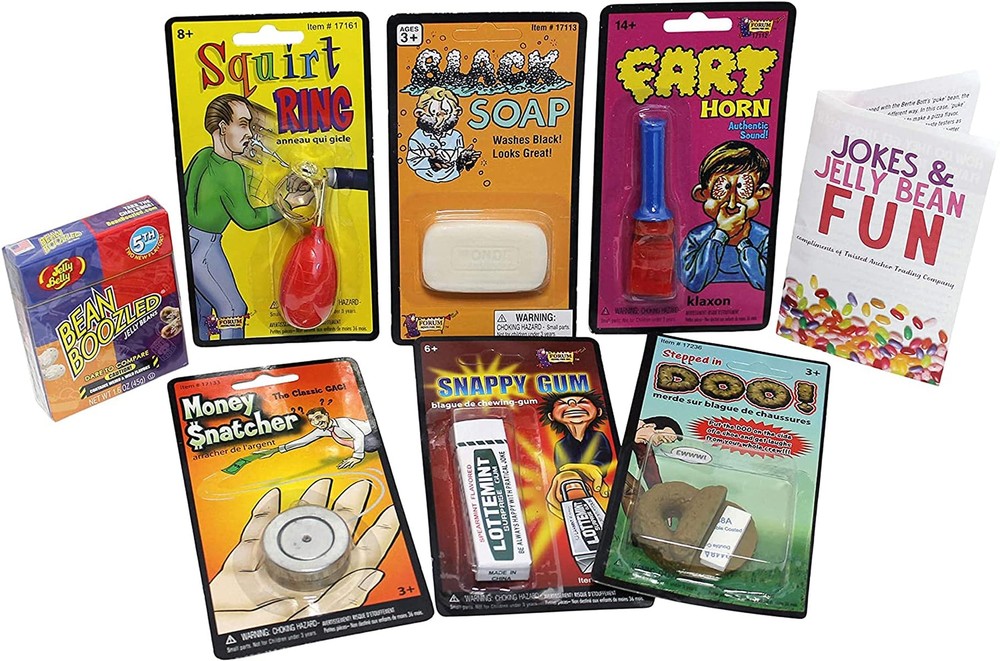 7 Pc Practical Joke Gifts Practical Joke Kit Gift Set for Kids w Joke Jelly