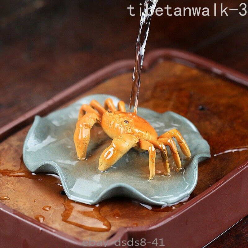Creative Zisha Tea Pet Color Change Crab On Lotus Yixing Purple Clay Tea Play gallery