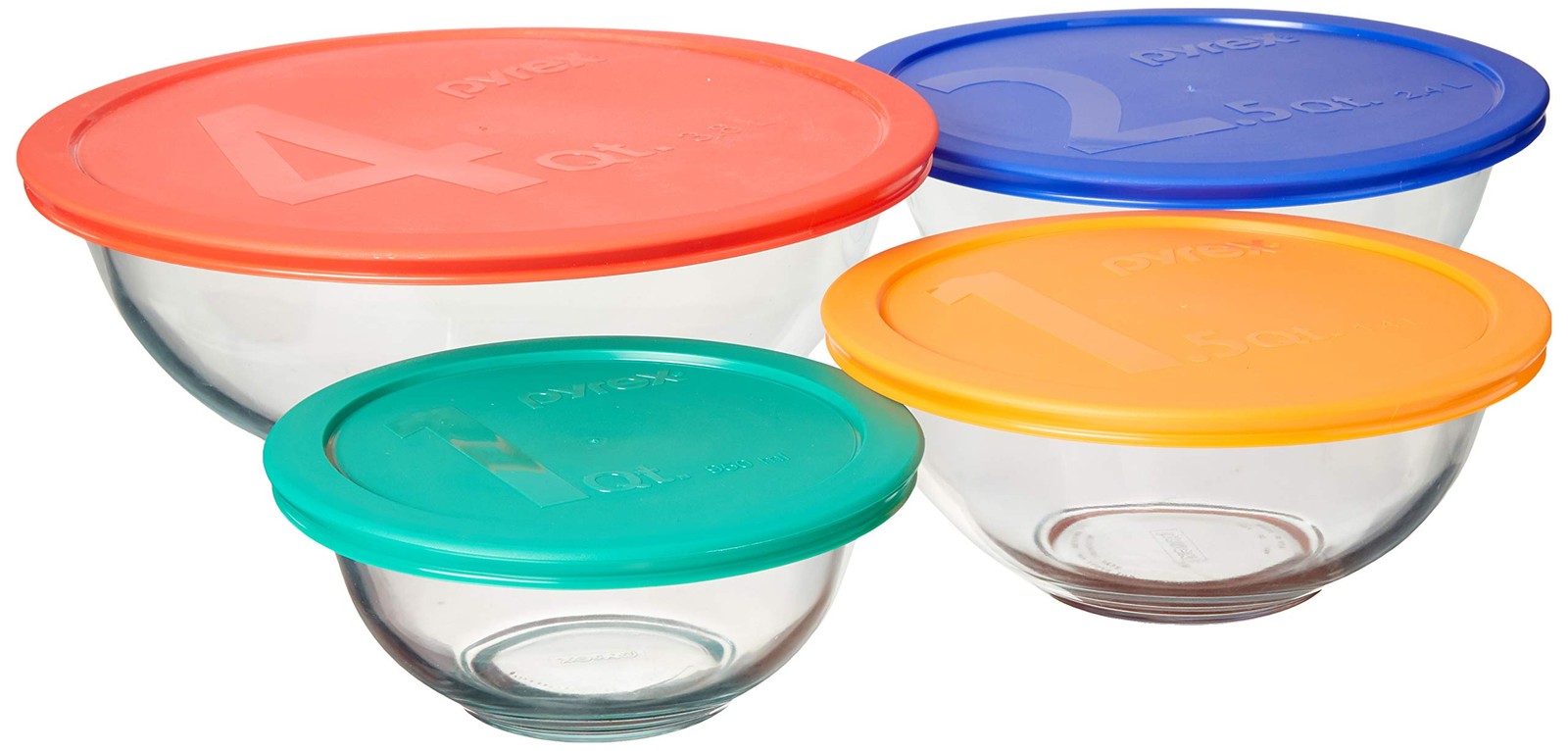 Pyrex Smart Essentials Glass Bowls with Plastic Lids, 8 fluid ounces, Clear gallery