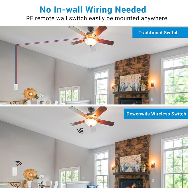 DEWENWILS Wireless Light Switch Kit No Wiring 10A 1200W 100FT RF Remote gallery