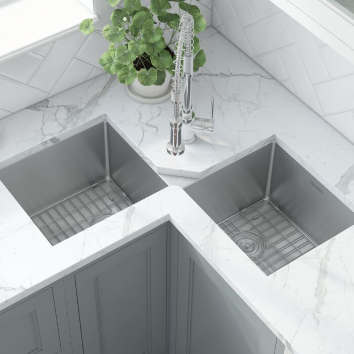 Ruvati 44" Corner Butterfly Undermount Double Bowl Kitchen Sink RVH8400 gallery