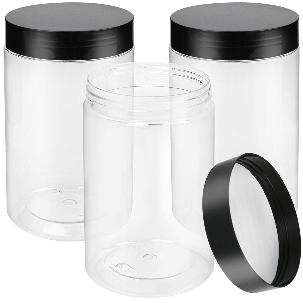 3PC Clear Large 27oz Plastic Jars Sample Container Spice Food Storage Organizing gallery