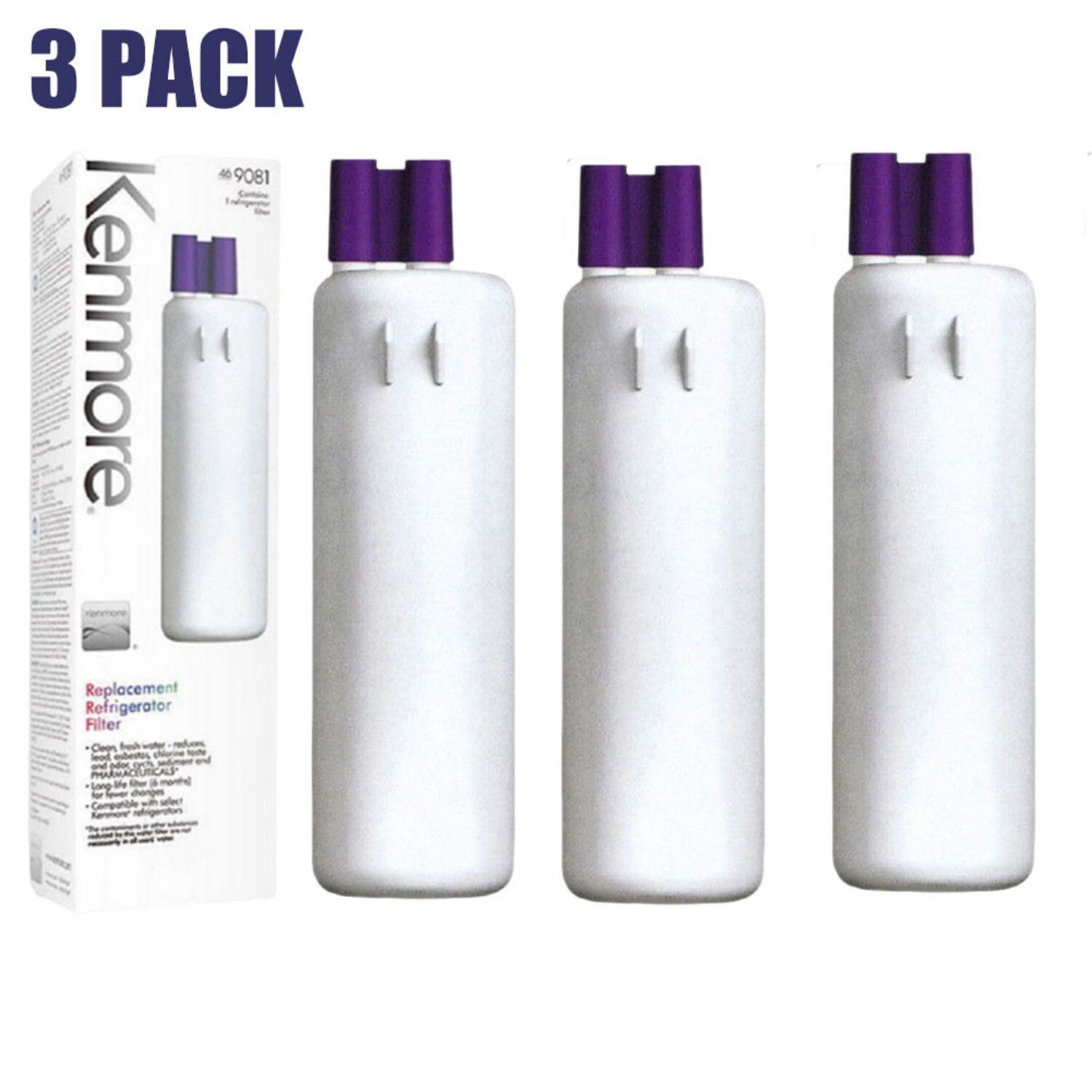3-PACK Kenmore 9081 Refrigerator Water Filter Compatible with 46-9081 46-9930 gallery