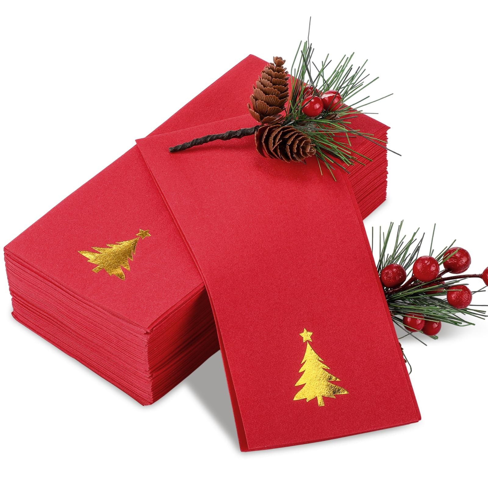 100 Pcs Christmas Disposable Hand Towels Foil Stamped Guest Towels Napkins Xm... gallery