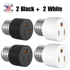 2-4 PACK Light Socket Plug Adapter,3 Prong Light Socket to Plug Adapter, E26/E27