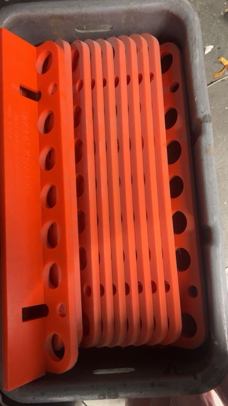 Bucket Knuckles Tool Storage Bracket Orange UHMW Plastic Hanging 19.75x3x2.5in gallery