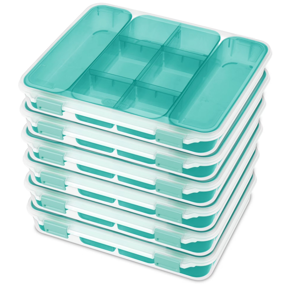 Sterilite Divided Case Stackable Plastic Small Storage Lidded Container, 6 Pack gallery