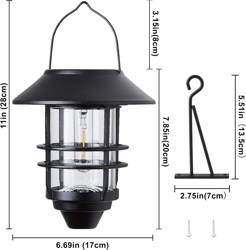 Stylish Solar Powered Lanterns - Elegant Outdoor Lights with Wall Mount, 2 Pack gallery