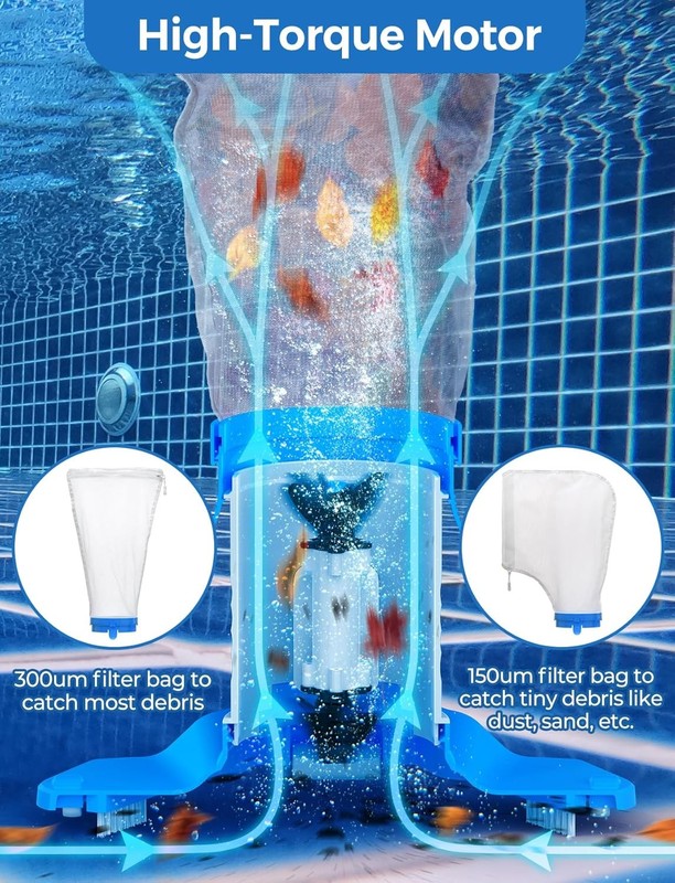 Leaf Vac Cordless Hoseless Pool Leaf Vacuum & Skimmer Rechargeable 90Min Runtime gallery