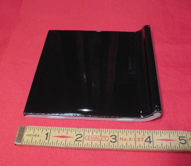 1 pc. *Glossy Black* stack-on base/cove Ceramic Tile; 4-1/4" X 4-1/4" NEW STOCK gallery