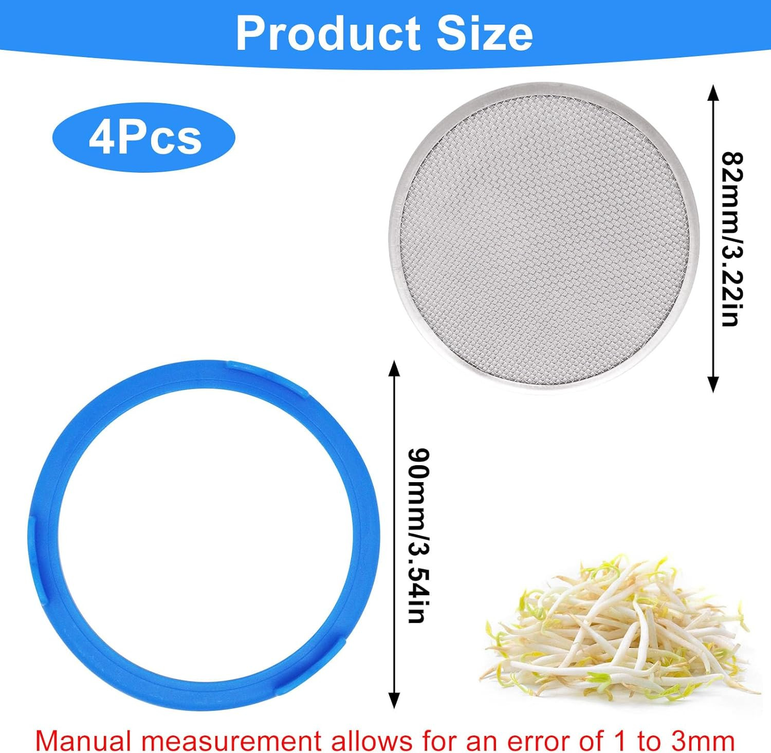 4Pcak Sprouting Lids for Mason Jars 86mm Wide Mouth Canning Jar Stainless St... gallery