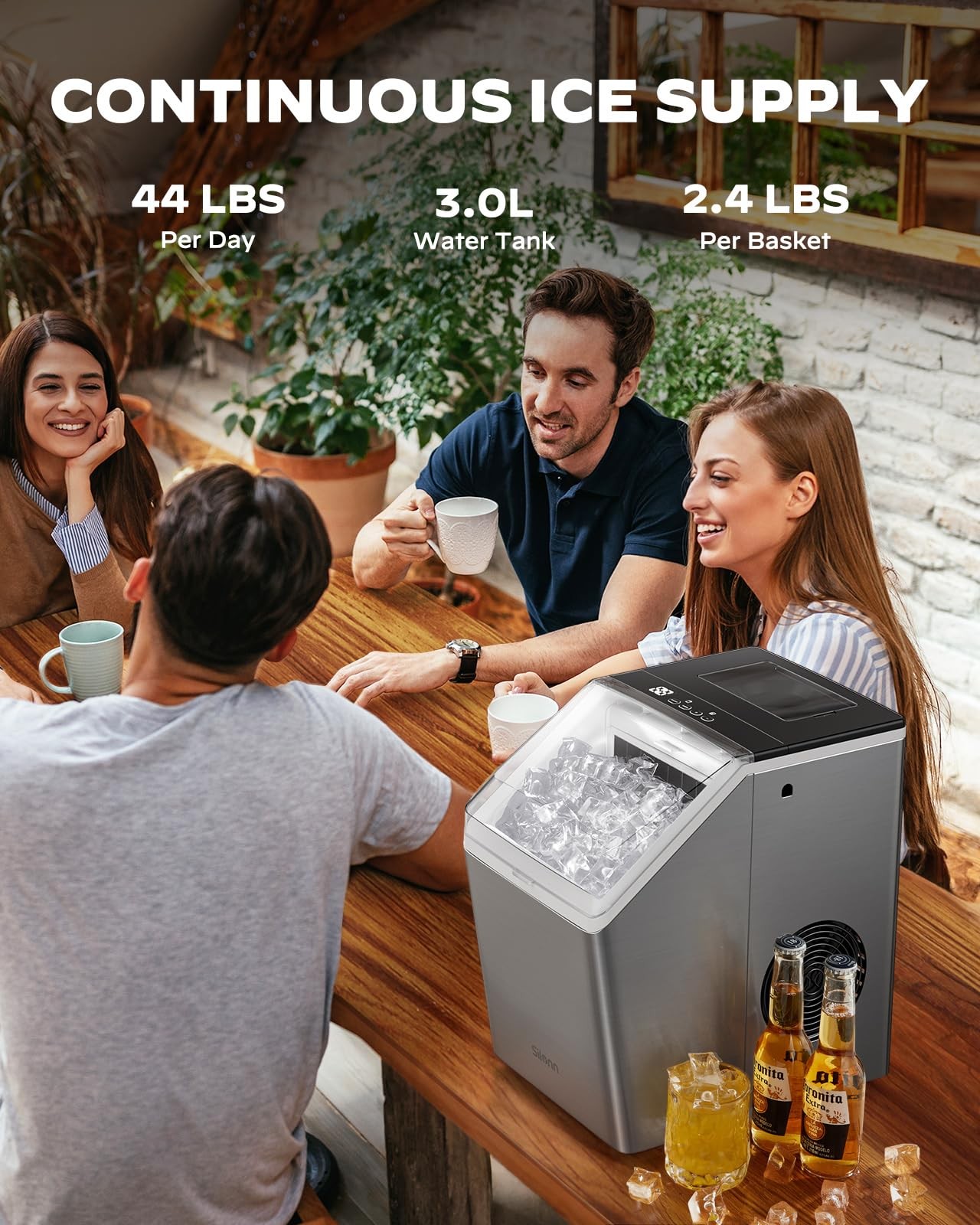 Silonn Ice Makers Countertop, 44lbs Per Day, 2 Ways to Add Water, Auto SelfCl... gallery