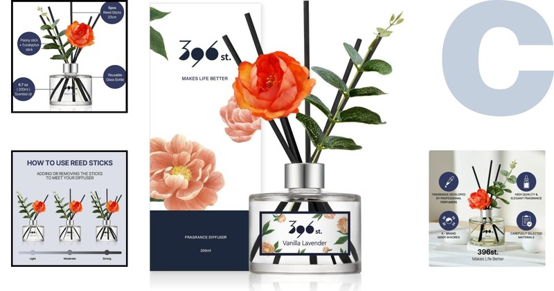 Peony Flower Reed Diffuser Set - Vanilla Lavender 200ml for Cozy Ambiance gallery