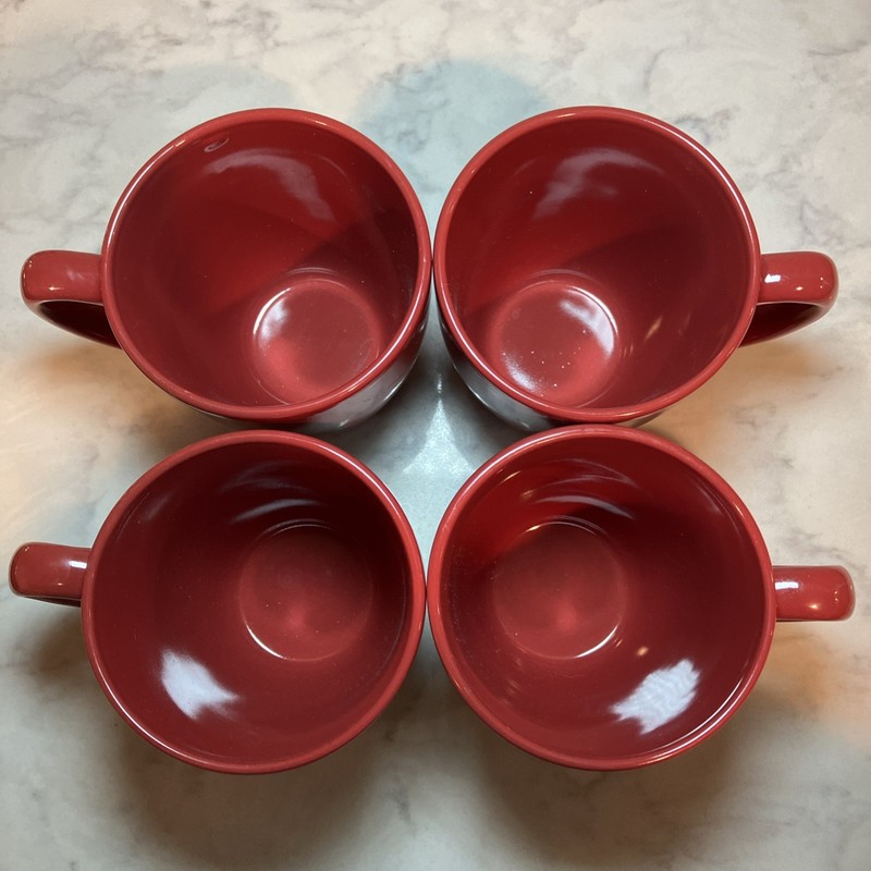 Corelle Stoneware Red Coffee Mug Set Solid Color Round 4-Piece gallery